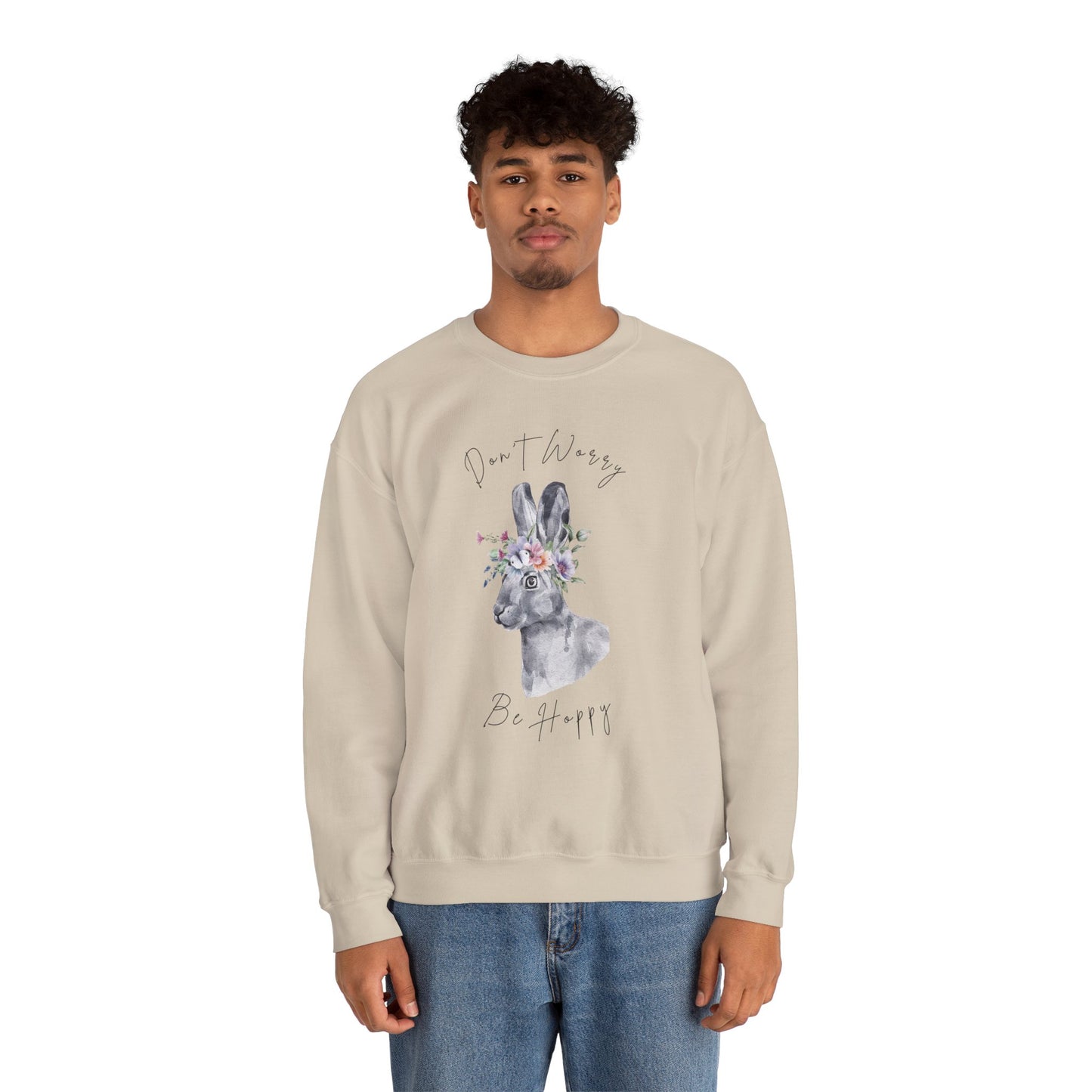 Hopping into Spring: Easter Bunny & Flowers Unisex Crewneck Sweatshirt - Wild Family Tribe