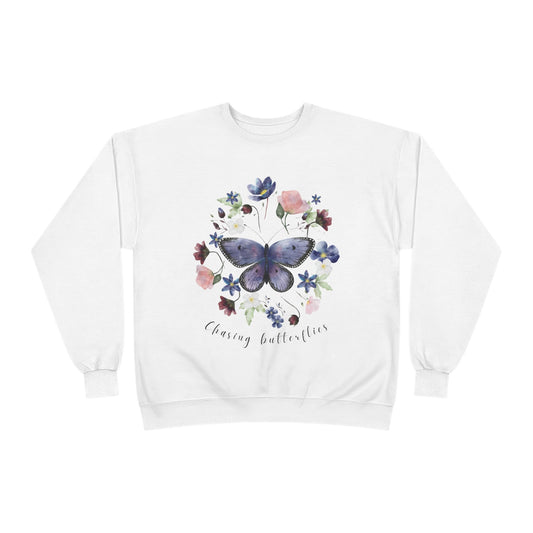 Chasing Butterflies: Watercolor Wildflower EcoSmart® Crewneck Sweatshirt - Wild Family Tribe