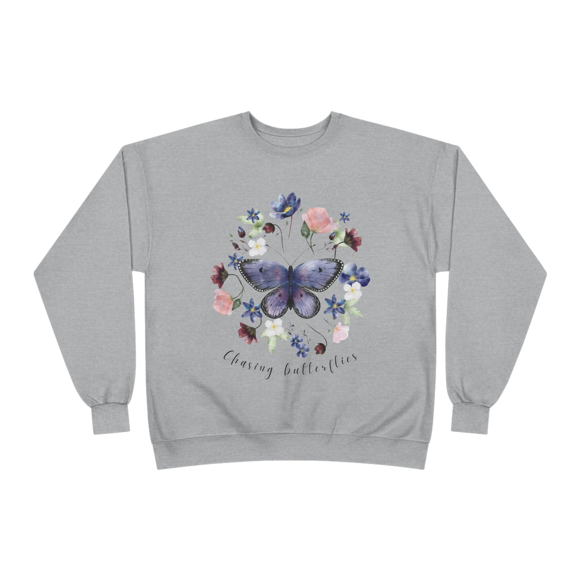 Chasing Butterflies: Watercolor Wildflower EcoSmartĀ® Crewneck Sweatshirt - Wild Family Tribe