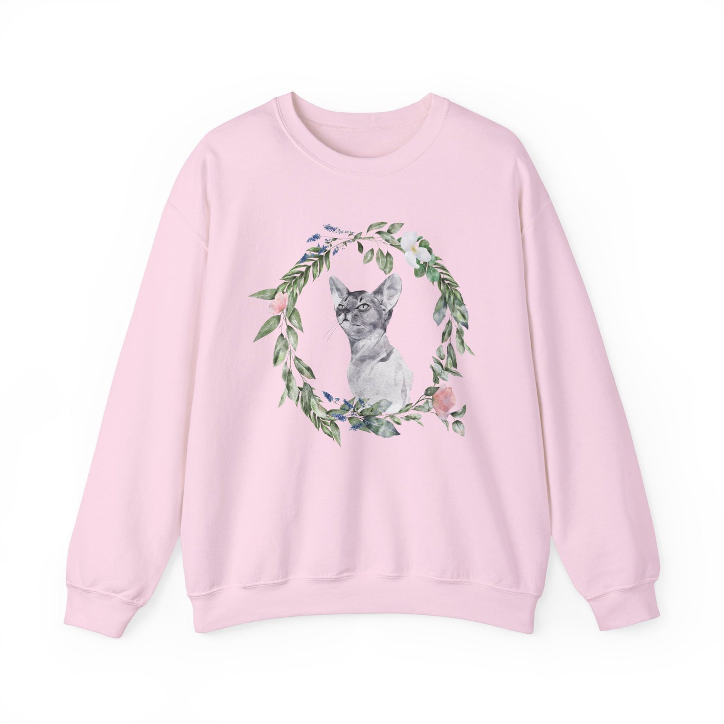 Watercolor Cat & Flowers Unisex Crewneck Sweatshirt - Purrfect for Spring - Wild Family Tribe