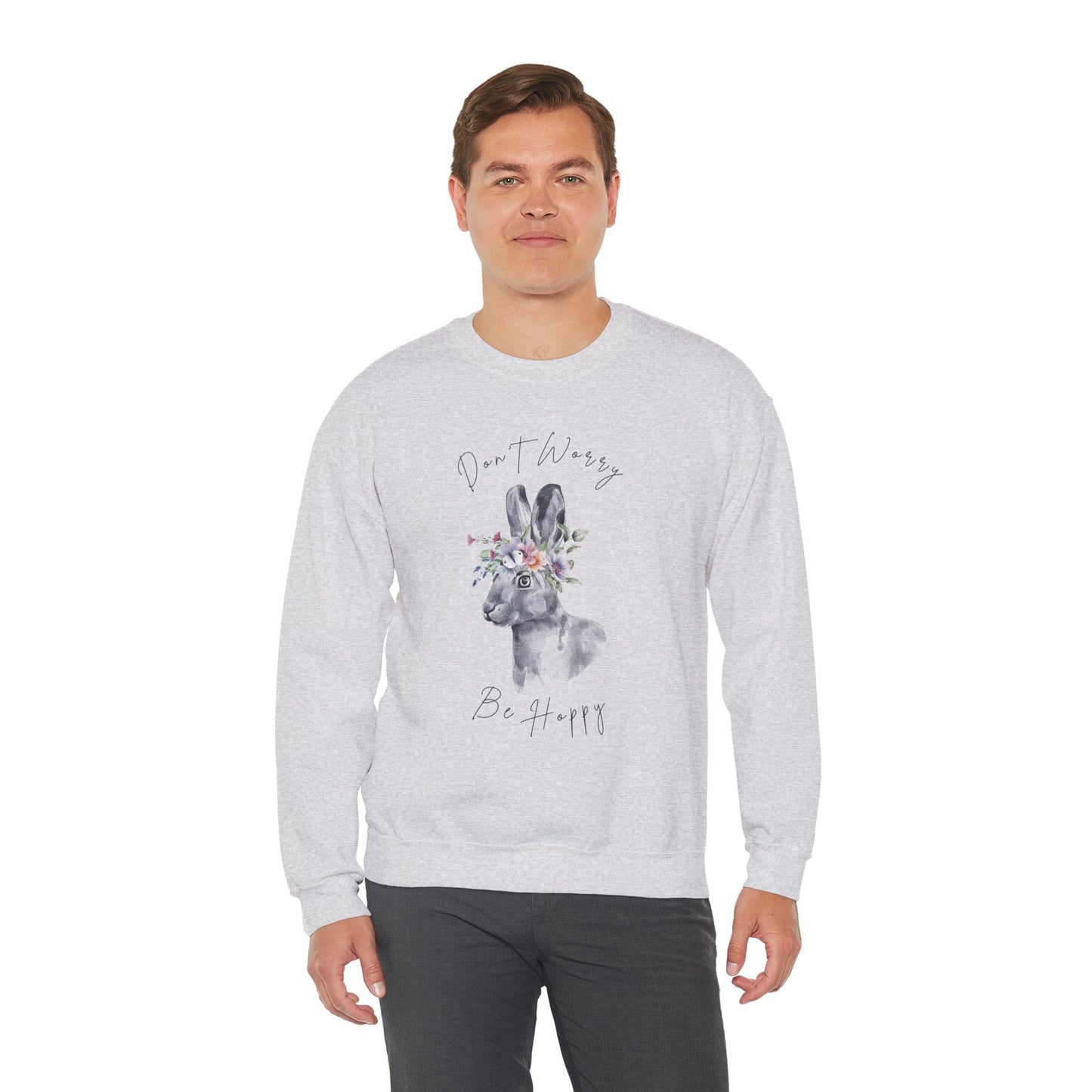 Hopping into Spring: Easter Bunny & Flowers Unisex Crewneck Sweatshirt - Wild Family Tribe