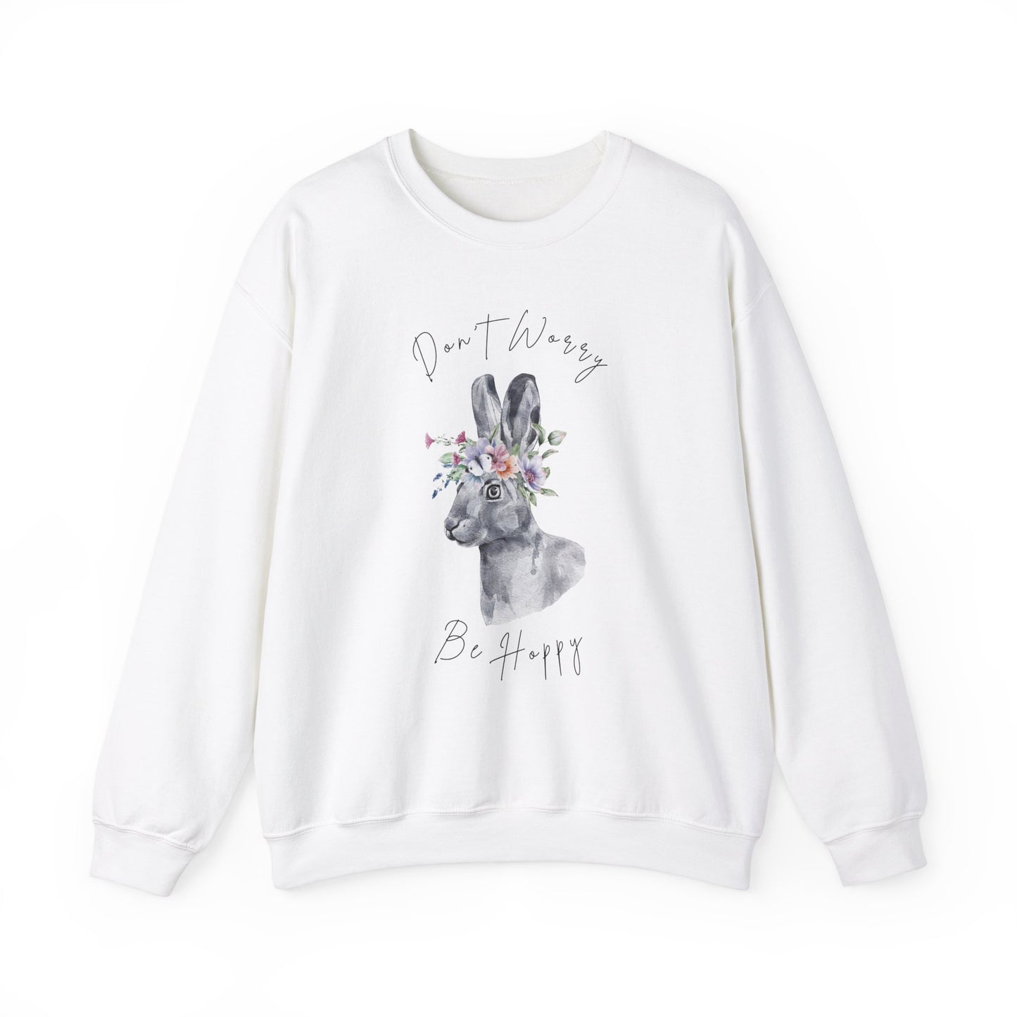Hopping into Spring: Easter Bunny & Flowers Unisex Crewneck Sweatshirt - Wild Family Tribe