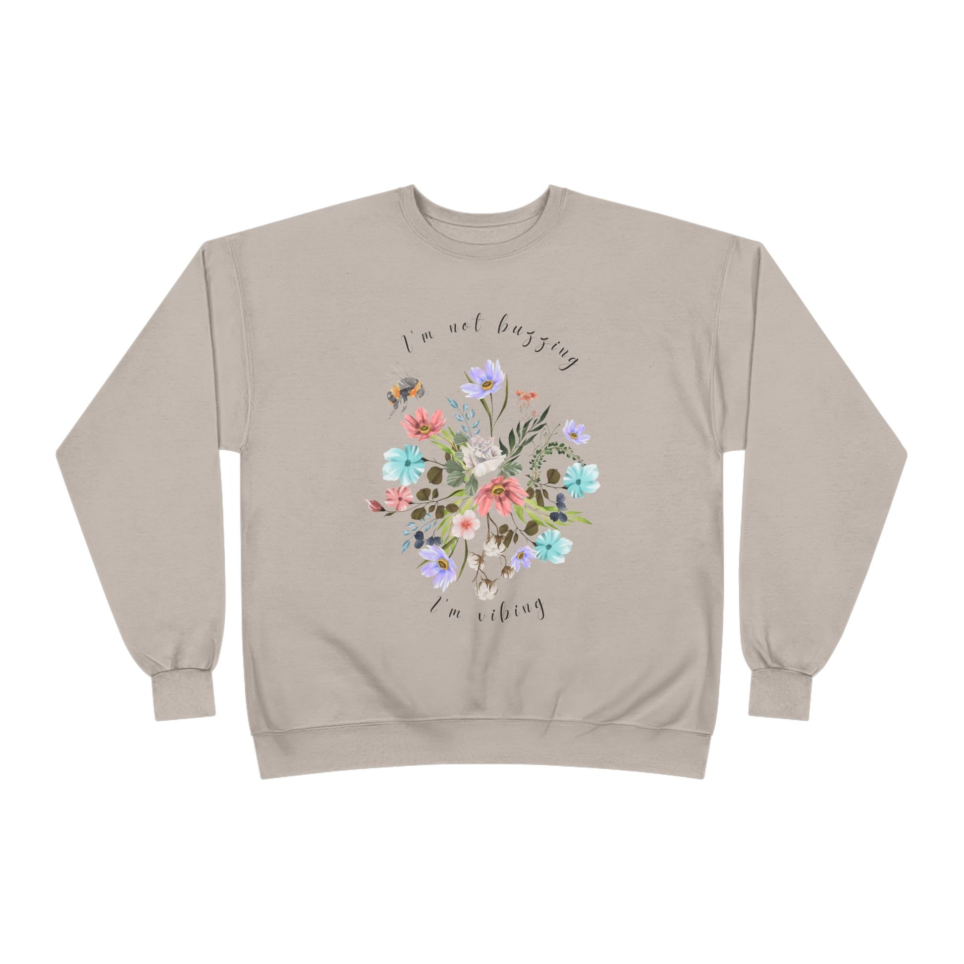 I'm Not Buzzing, I'm Vibing: Bee & Wildflower EcoSmartĀ® Crewneck Sweatshirt - Wild Family Tribe