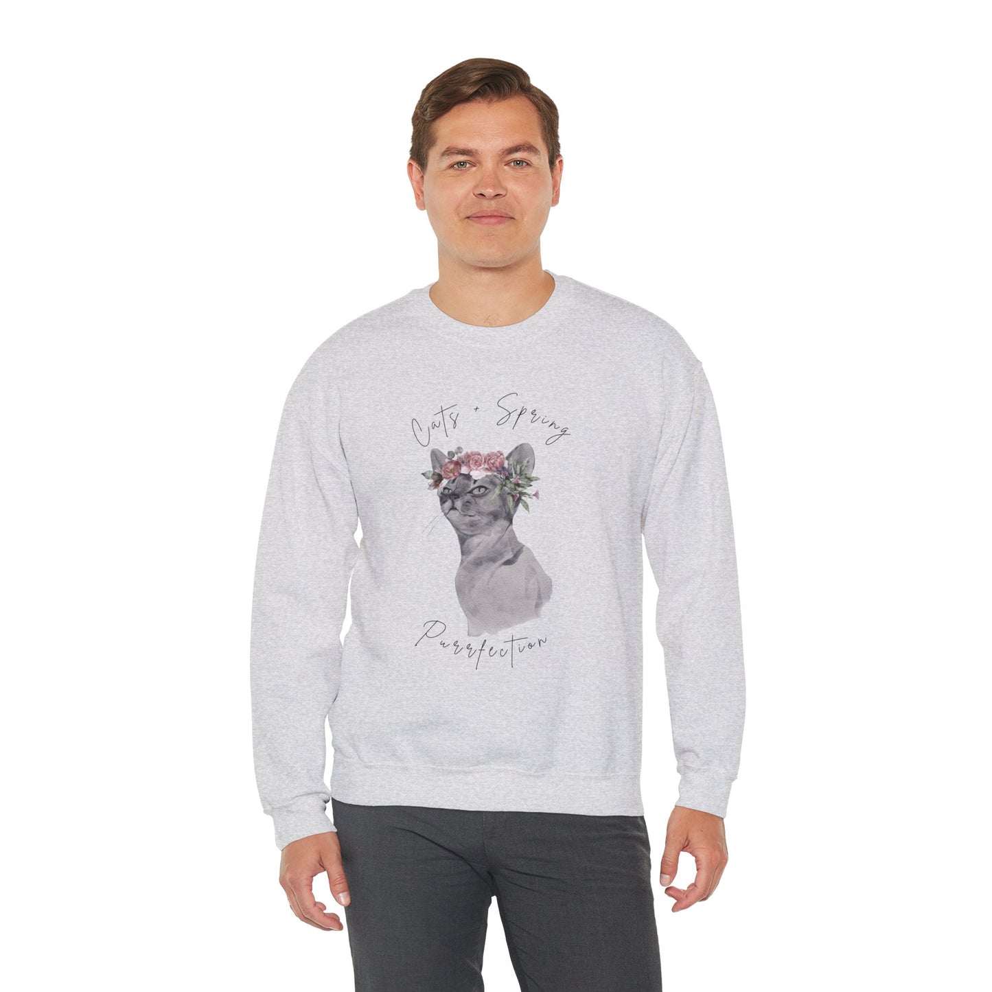 Cat + Spring Unisex Crewneck Sweatshirt - Purrfect for Spring - Wild Family Tribe