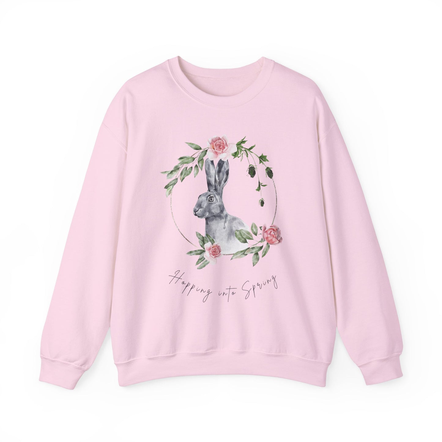 Hopping into Spring: Easter Bunny & Flowers Unisex Crewneck Sweatshirt - Wild Family Tribe