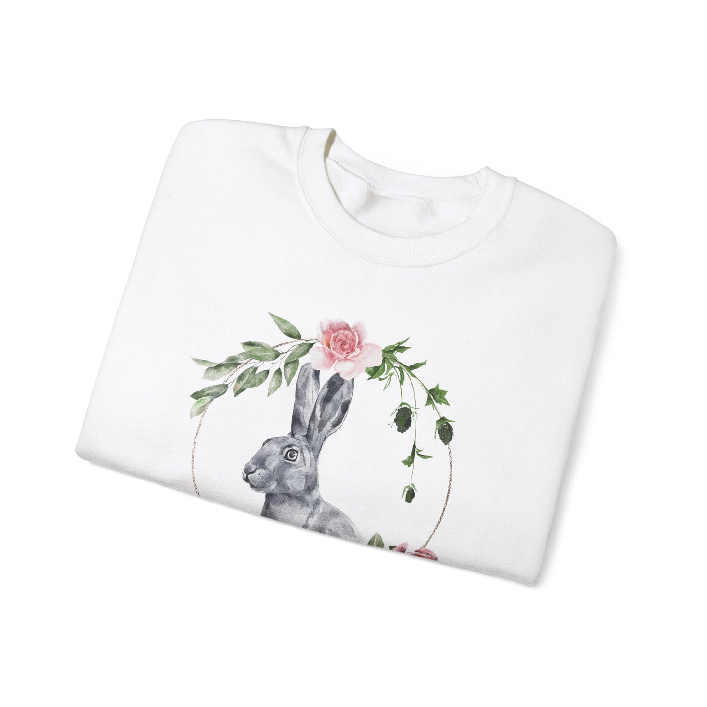 Hopping into Spring: Easter Bunny & Flowers Unisex Crewneck Sweatshirt - Wild Family Tribe