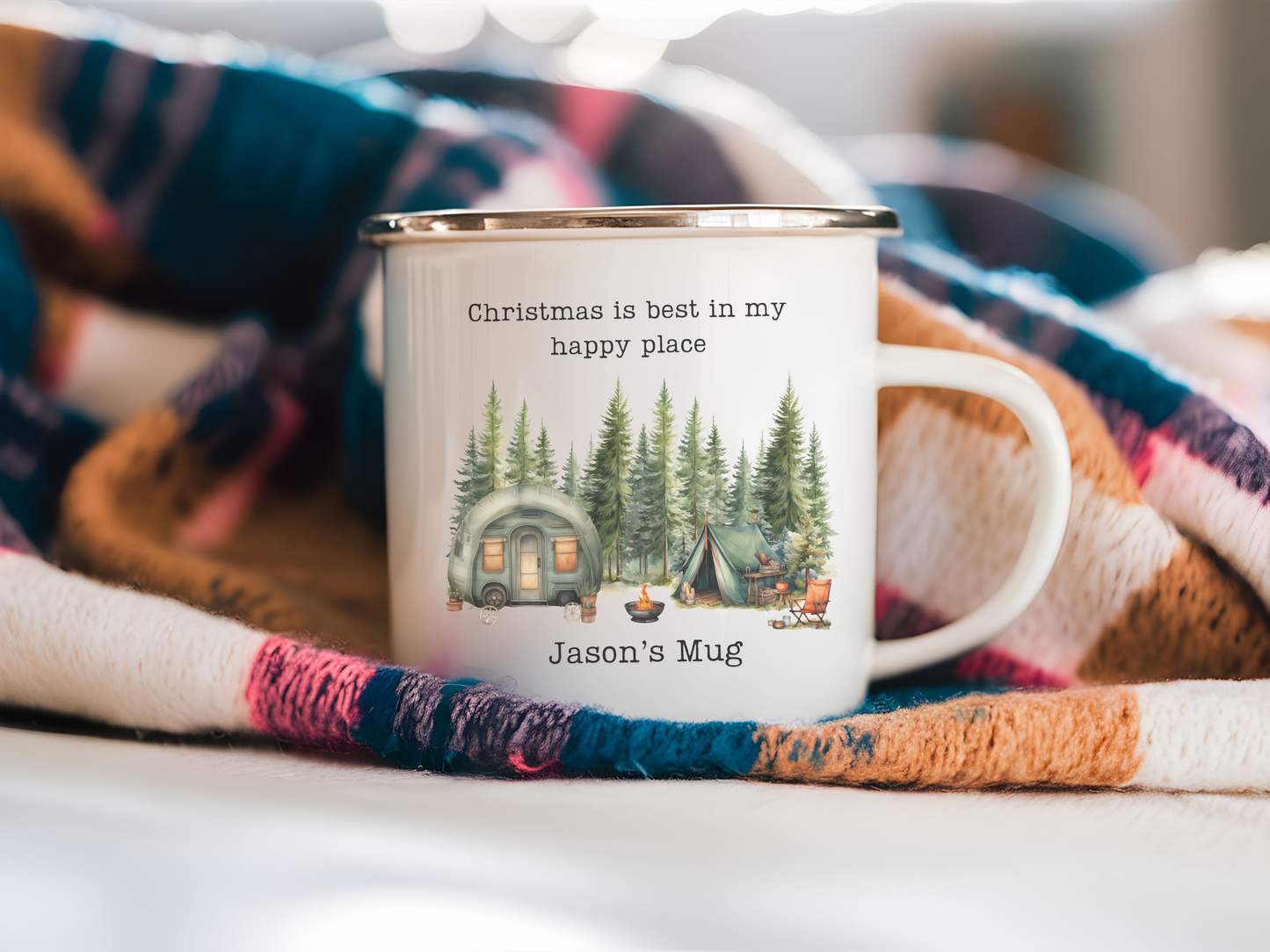Custom Cozy Christmas Enamel Mug - Wild Family Tribe