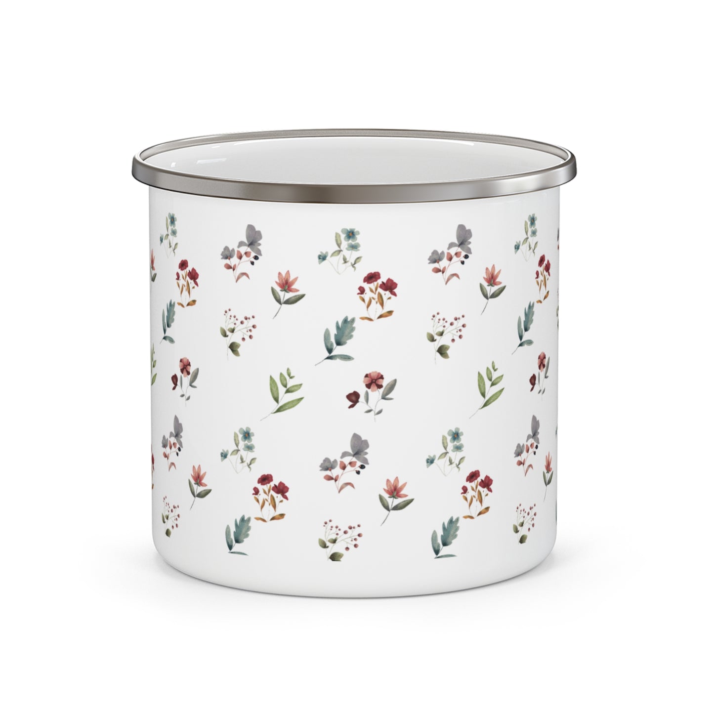 Enamel mug with a floral design