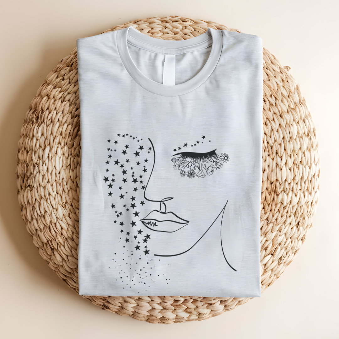 Folded Mother Nature T-Shirt, highlighting the soft Airlume cotton fabric, classic crew neckline. Ash