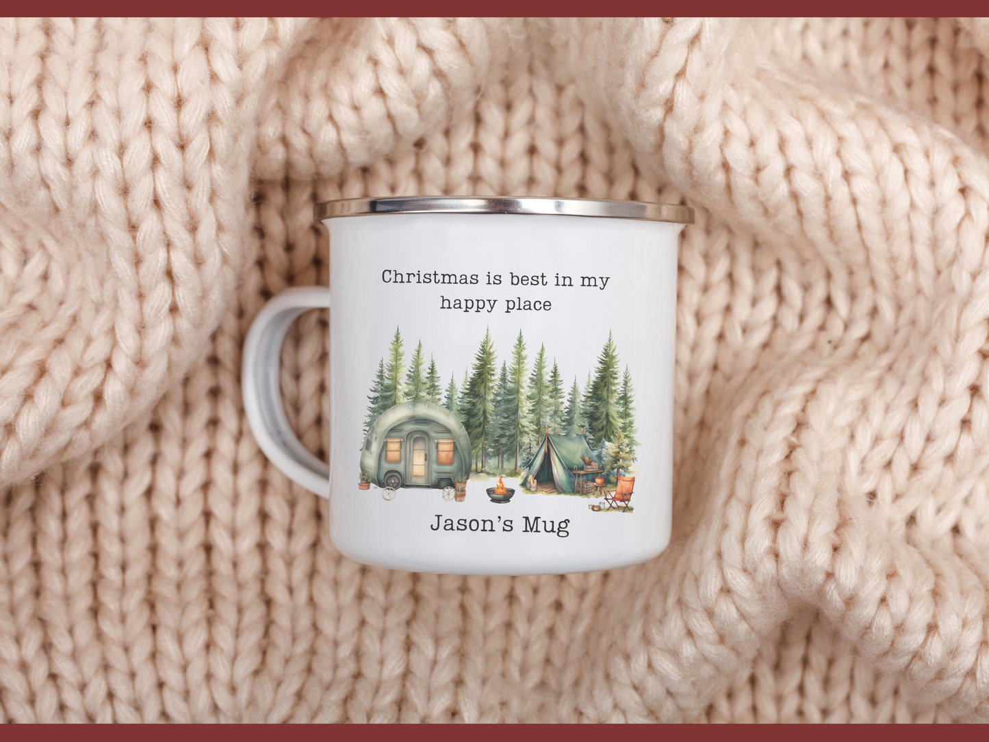 Custom Cozy Christmas Enamel Mug - Wild Family Tribe
