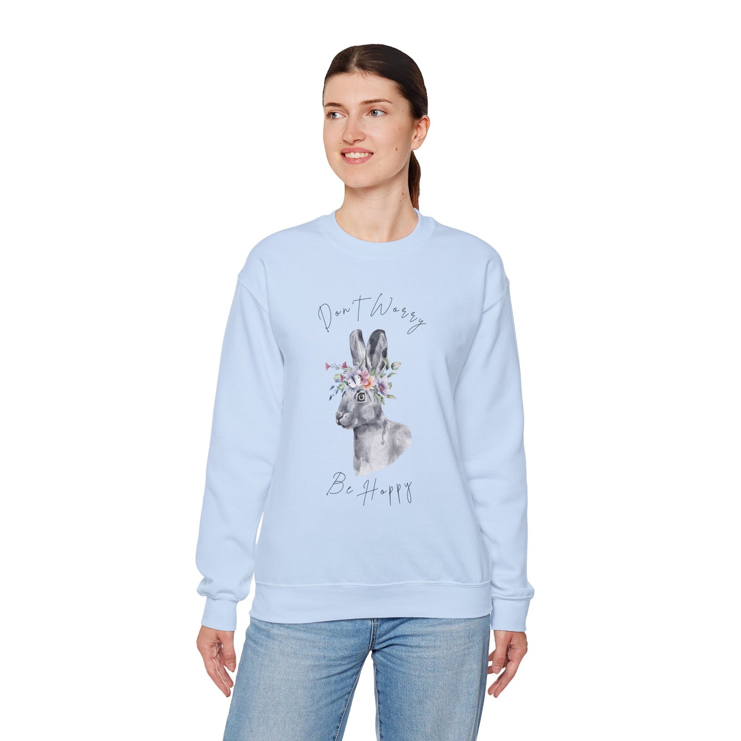 Hopping into Spring: Easter Bunny & Flowers Unisex Crewneck Sweatshirt - Wild Family Tribe