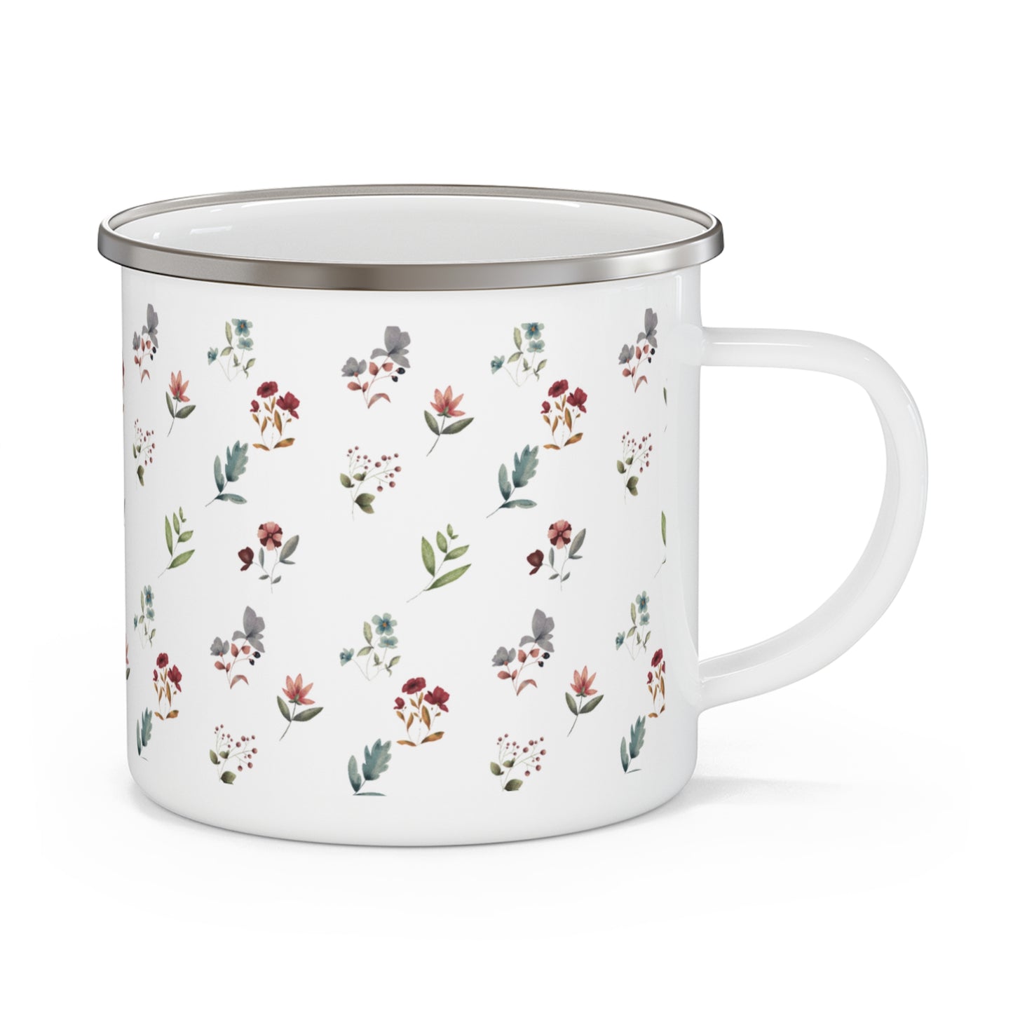 Enamel mug with a floral design