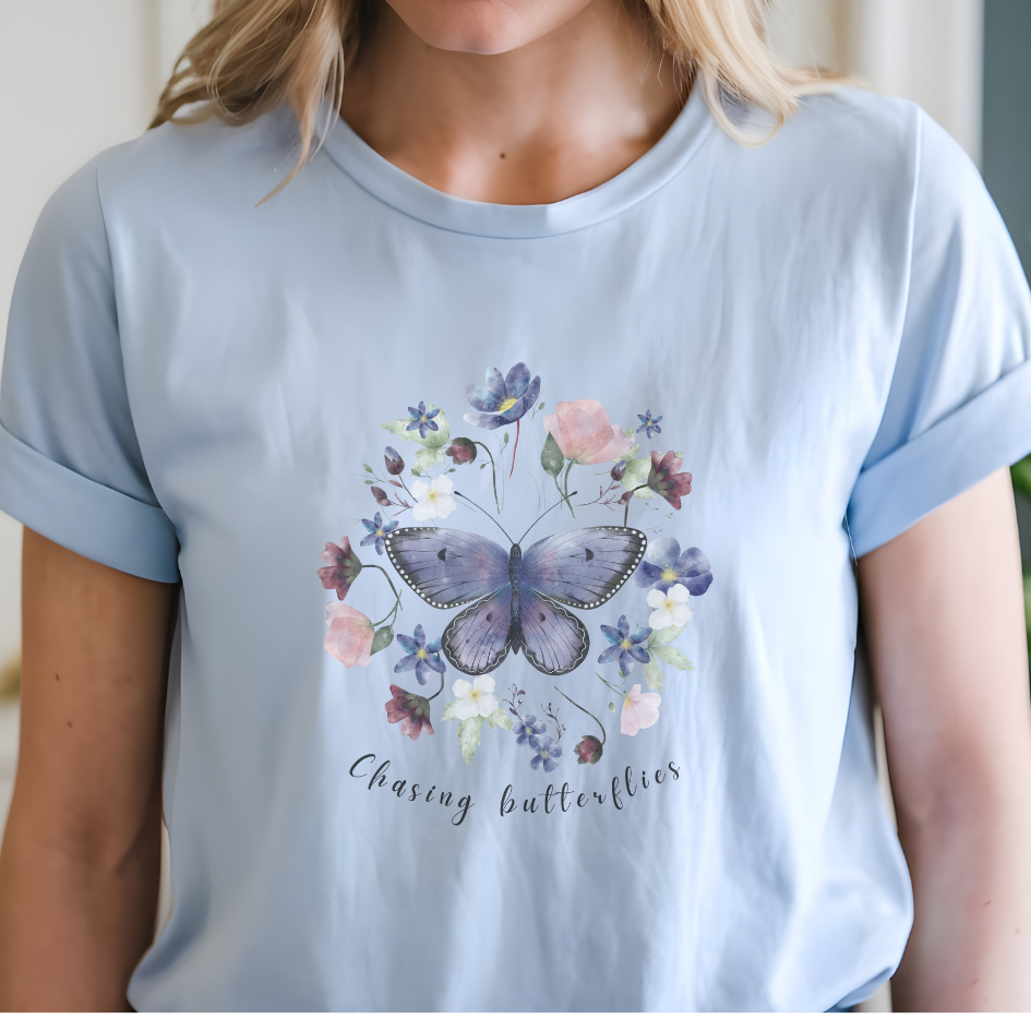 Flutter into Spring! Chasing Butterflies Unisex Soft Style T-Shirt - Wild Family Tribe