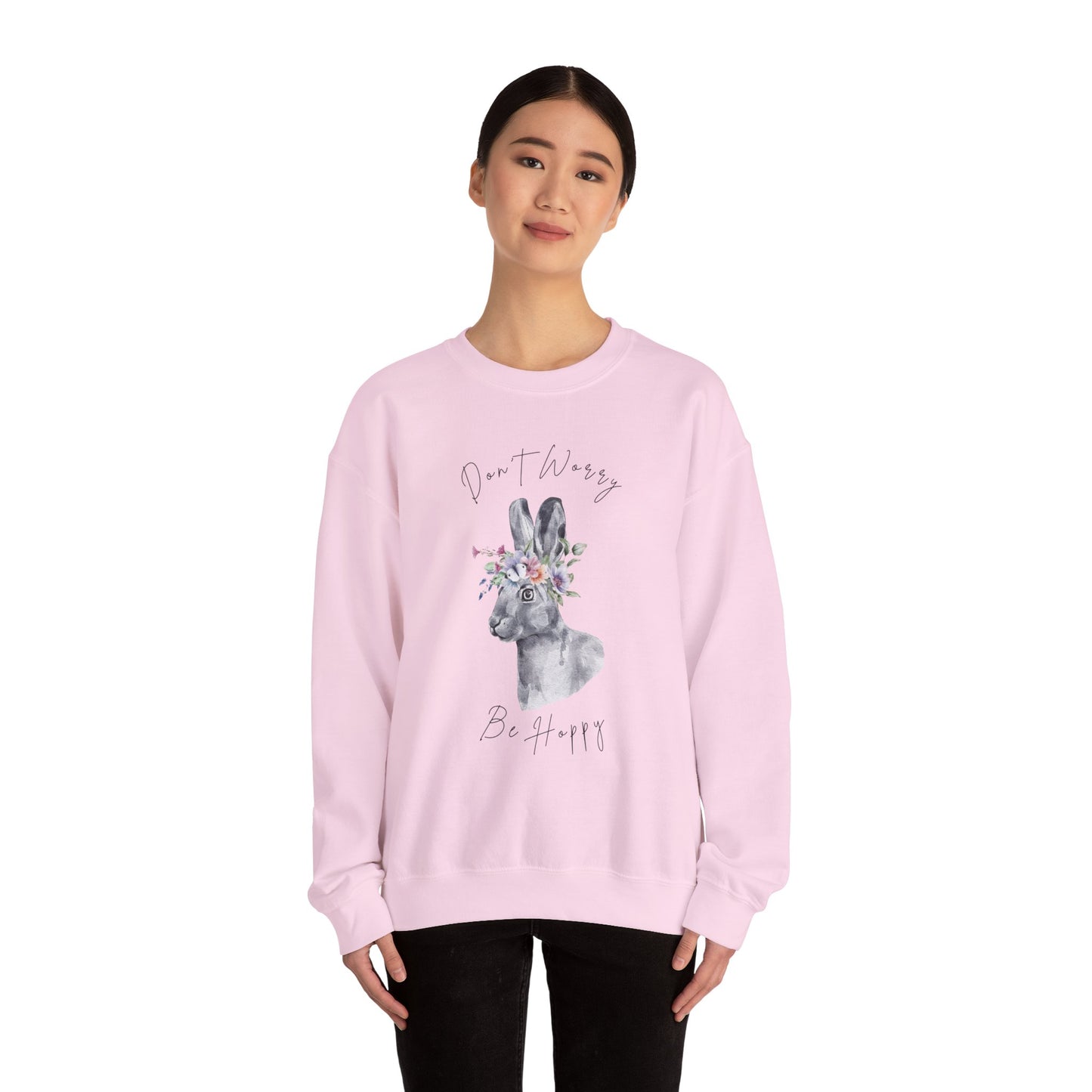 Hopping into Spring: Easter Bunny & Flowers Unisex Crewneck Sweatshirt - Wild Family Tribe