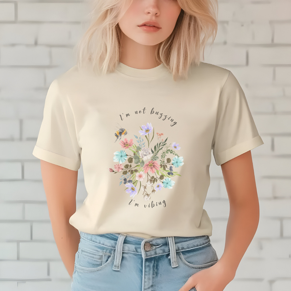Sweet Spring! I'm Not Buzzing Unisex Softstyle T-Shirt - Wildflowers & Bees Spring Collection - Wild Family Tribe