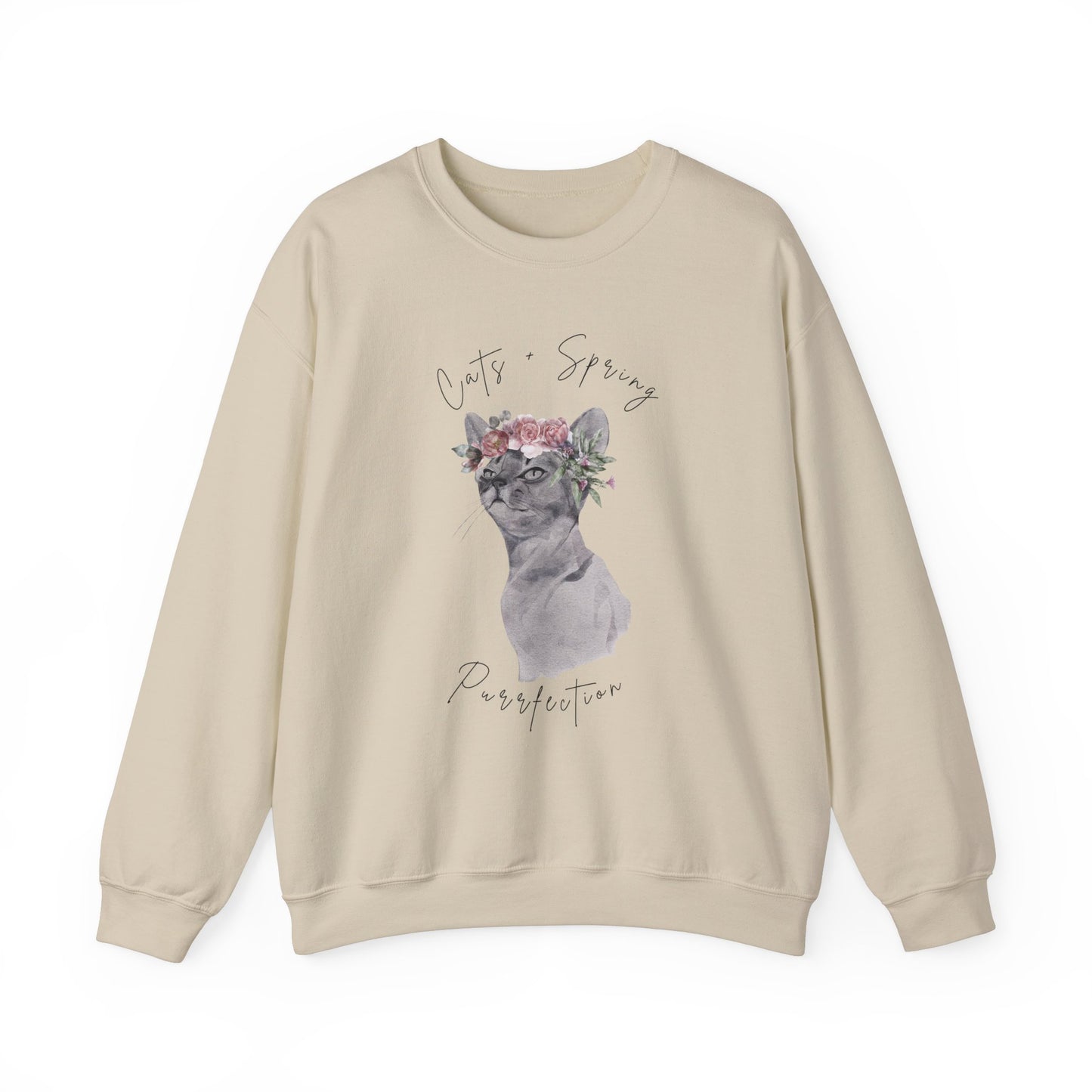 Cat + Spring Unisex Crewneck Sweatshirt - Purrfect for Spring - Wild Family Tribe