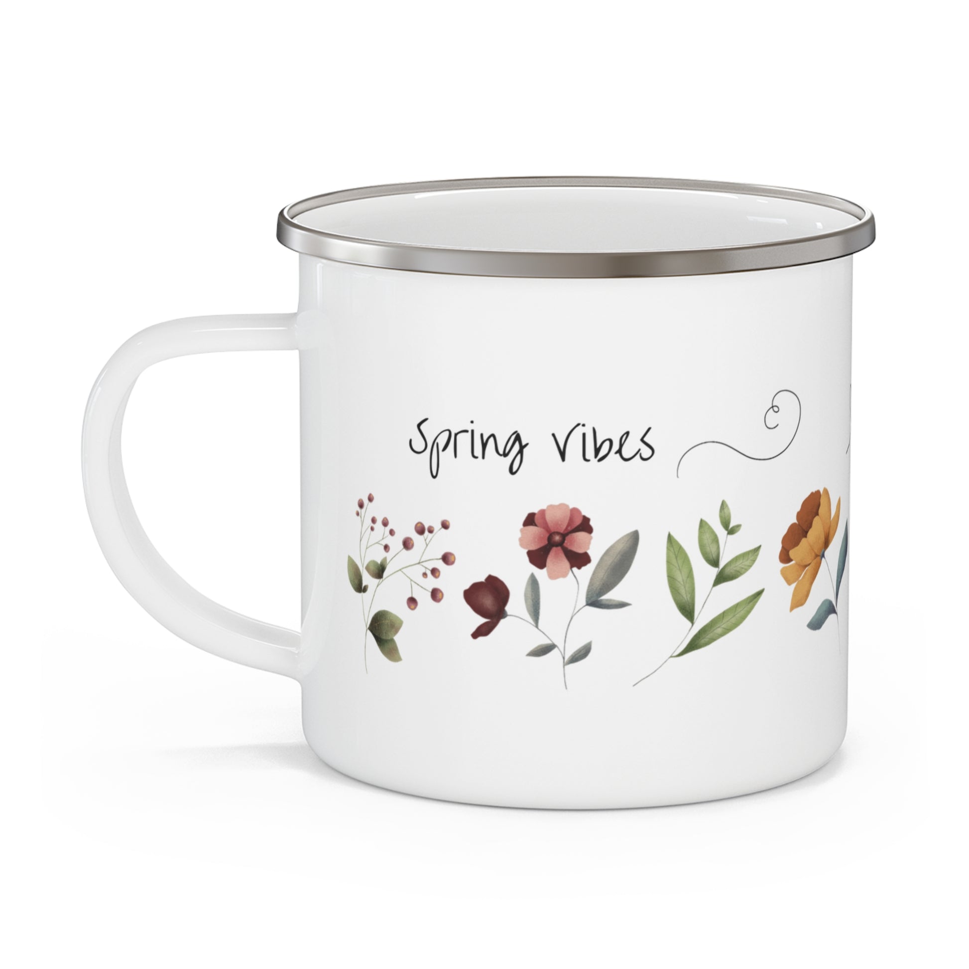 Personalized 12oz floral enamel camping mug with [Name