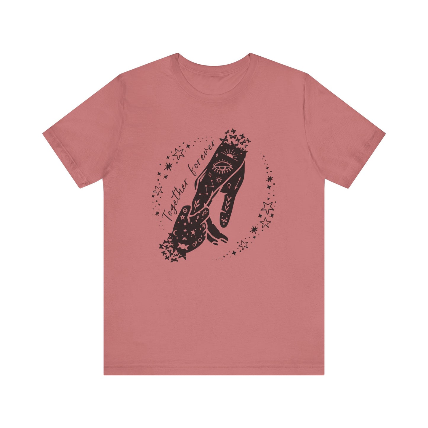 Flat lay of the "Together Forever" Mother's Day T-Shirt, highlighting the soft Airlume cotton fabric and classic crew neckline.