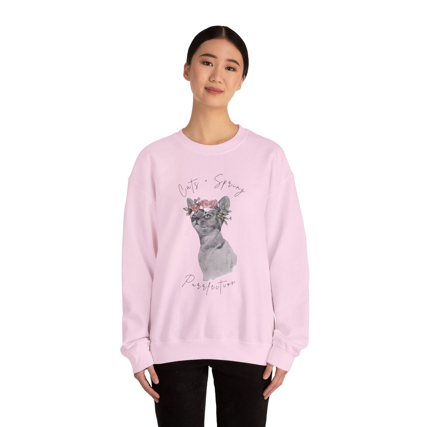 Cat + Spring Unisex Crewneck Sweatshirt - Purrfect for Spring - Wild Family Tribe