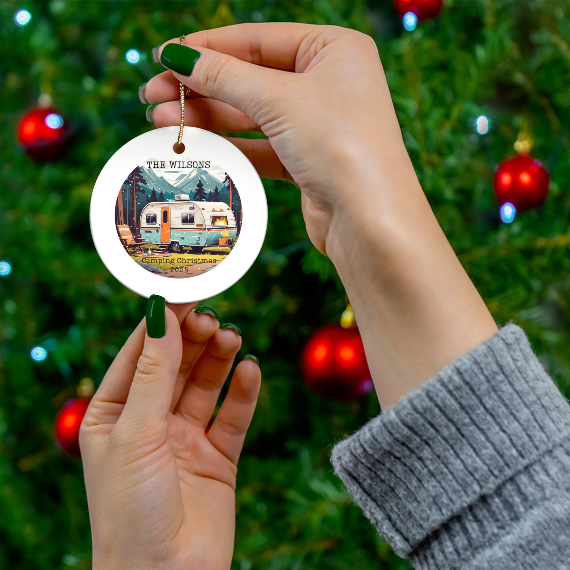 Personalized Camping Christmas Ornament