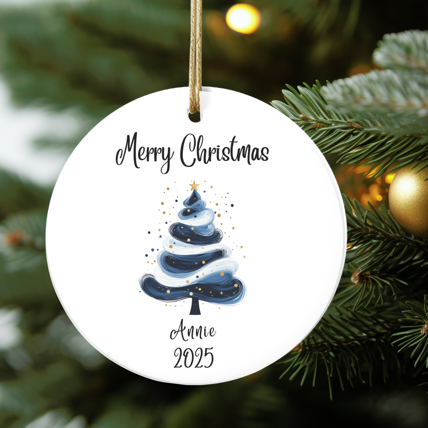 Personalized Family members Blue Christmas Tree