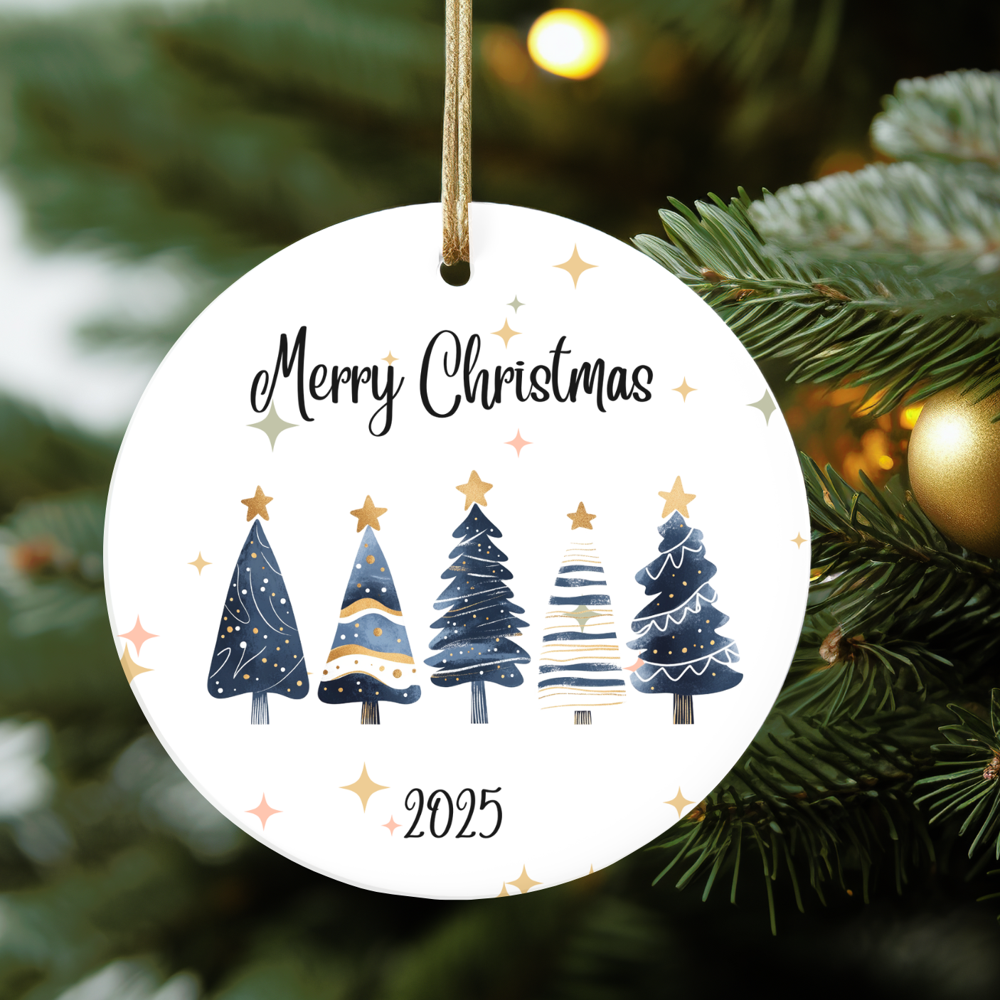 Personalized Family members Blue Christmas Tree