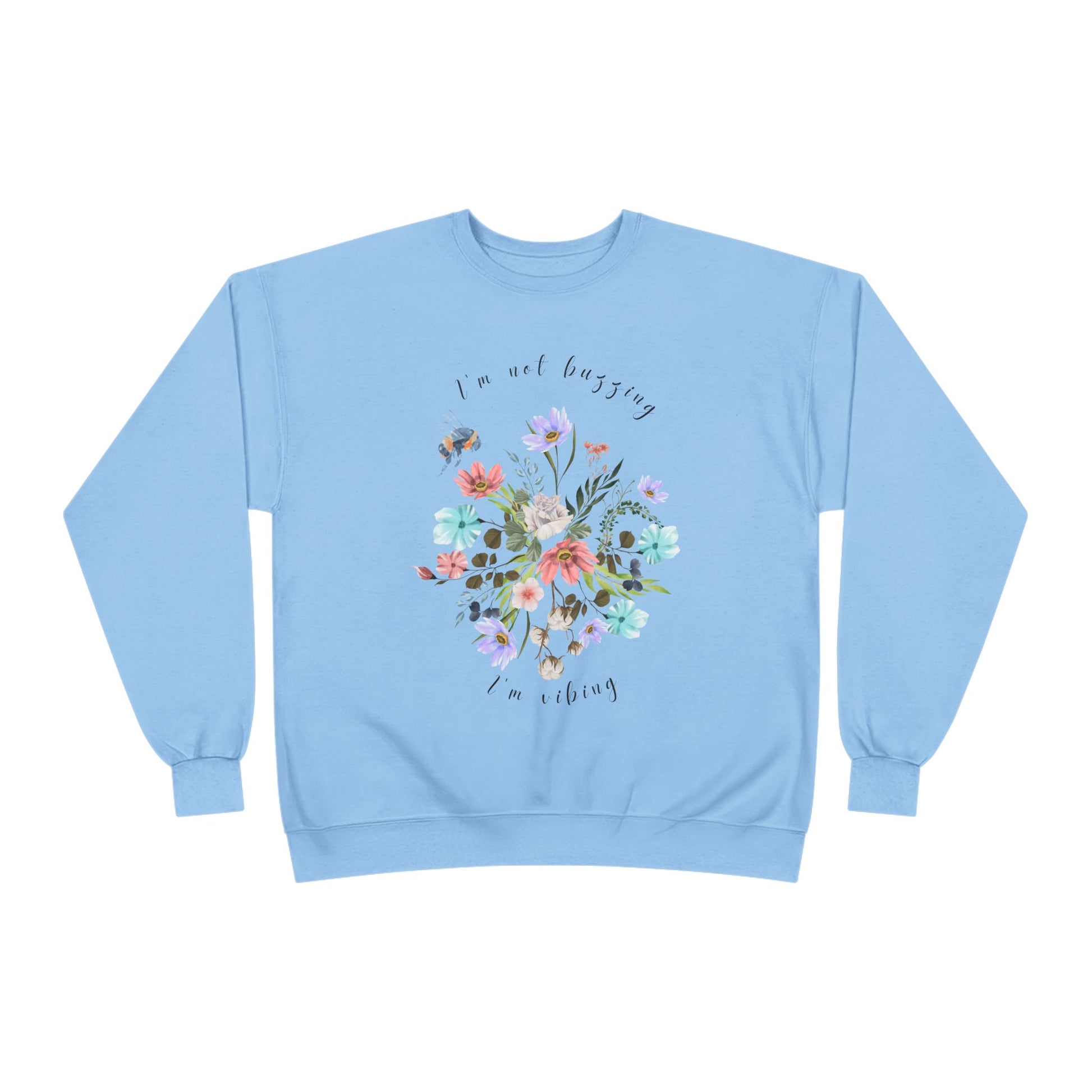 I'm Not Buzzing, I'm Vibing: Bee & Wildflower EcoSmart® Crewneck Sweatshirt - Wild Family Tribe