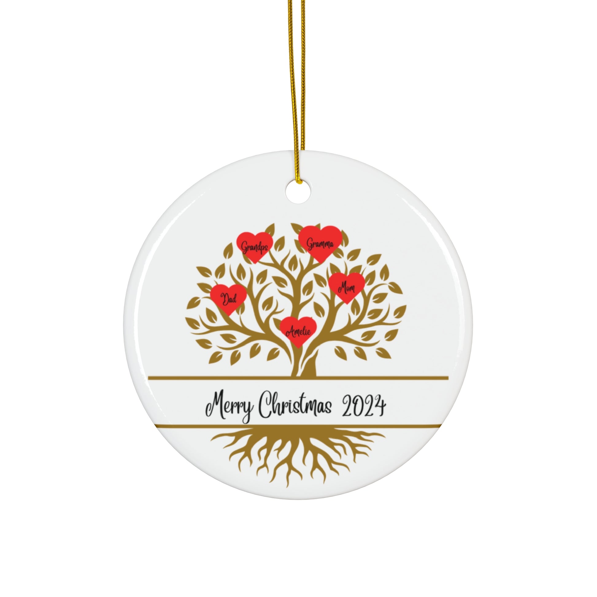 Personalized Family Tree Ceramic Ornament - Wild Family Tribe