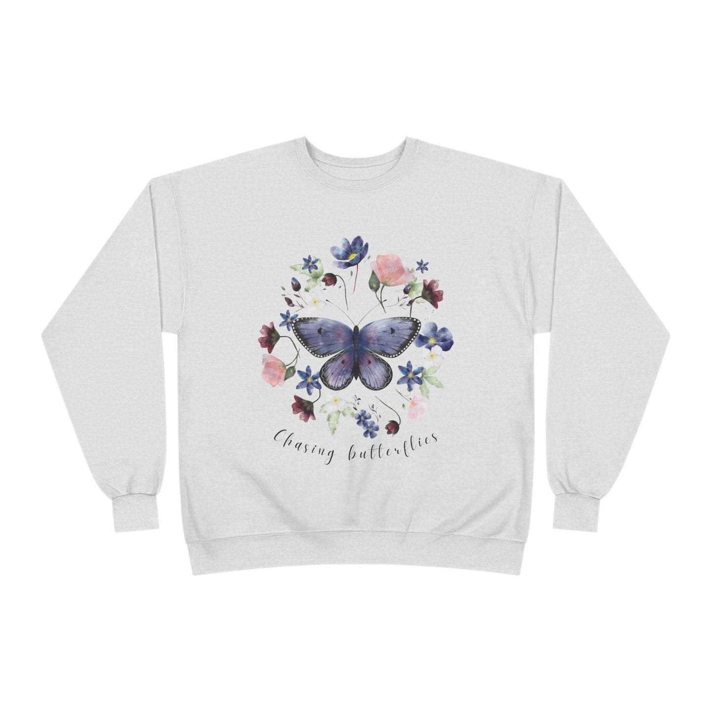 Chasing Butterflies: Watercolor Wildflower EcoSmart® Crewneck Sweatshirt - Wild Family Tribe