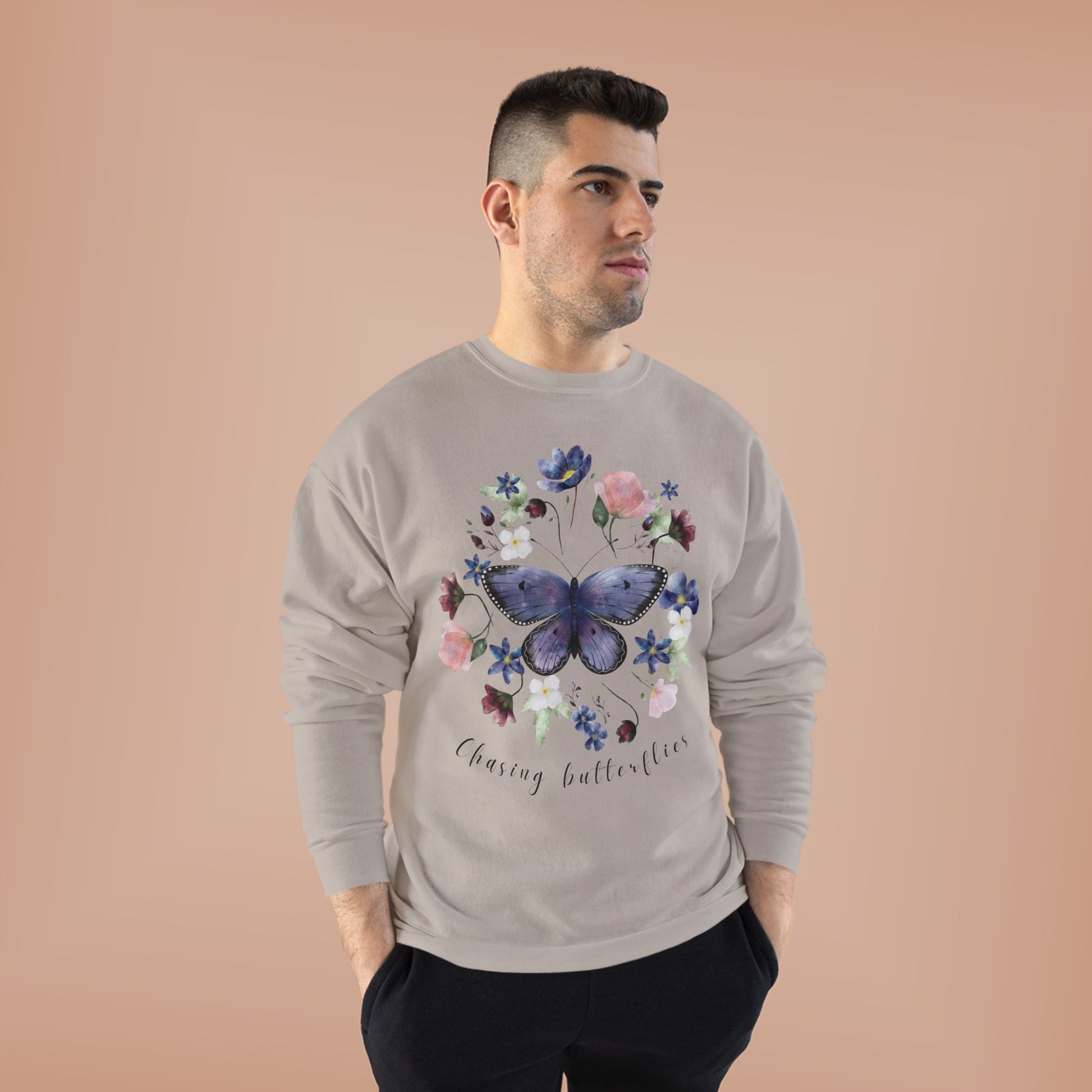 Chasing Butterflies: Watercolor Wildflower EcoSmart® Crewneck Sweatshirt - Wild Family Tribe