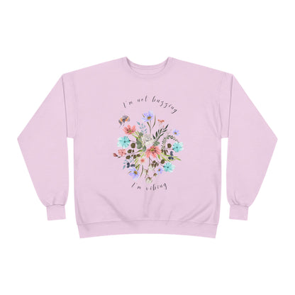 I'm Not Buzzing, I'm Vibing: Bee & Wildflower EcoSmart® Crewneck Sweatshirt - Wild Family Tribe