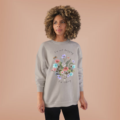 I'm Not Buzzing, I'm Vibing: Bee & Wildflower EcoSmart® Crewneck Sweatshirt - Wild Family Tribe