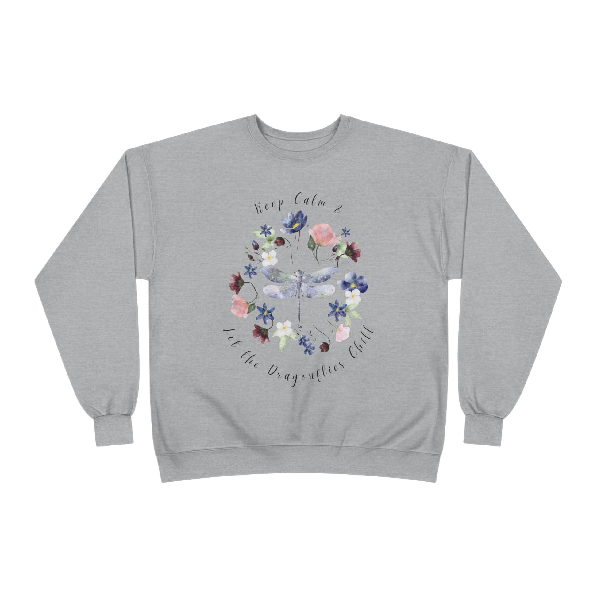 Keep Calm & Let Dragonflies Chill: Watercolor Wildflower EcoSmart® Crewneck Sweatshirt - Wild Family Tribe