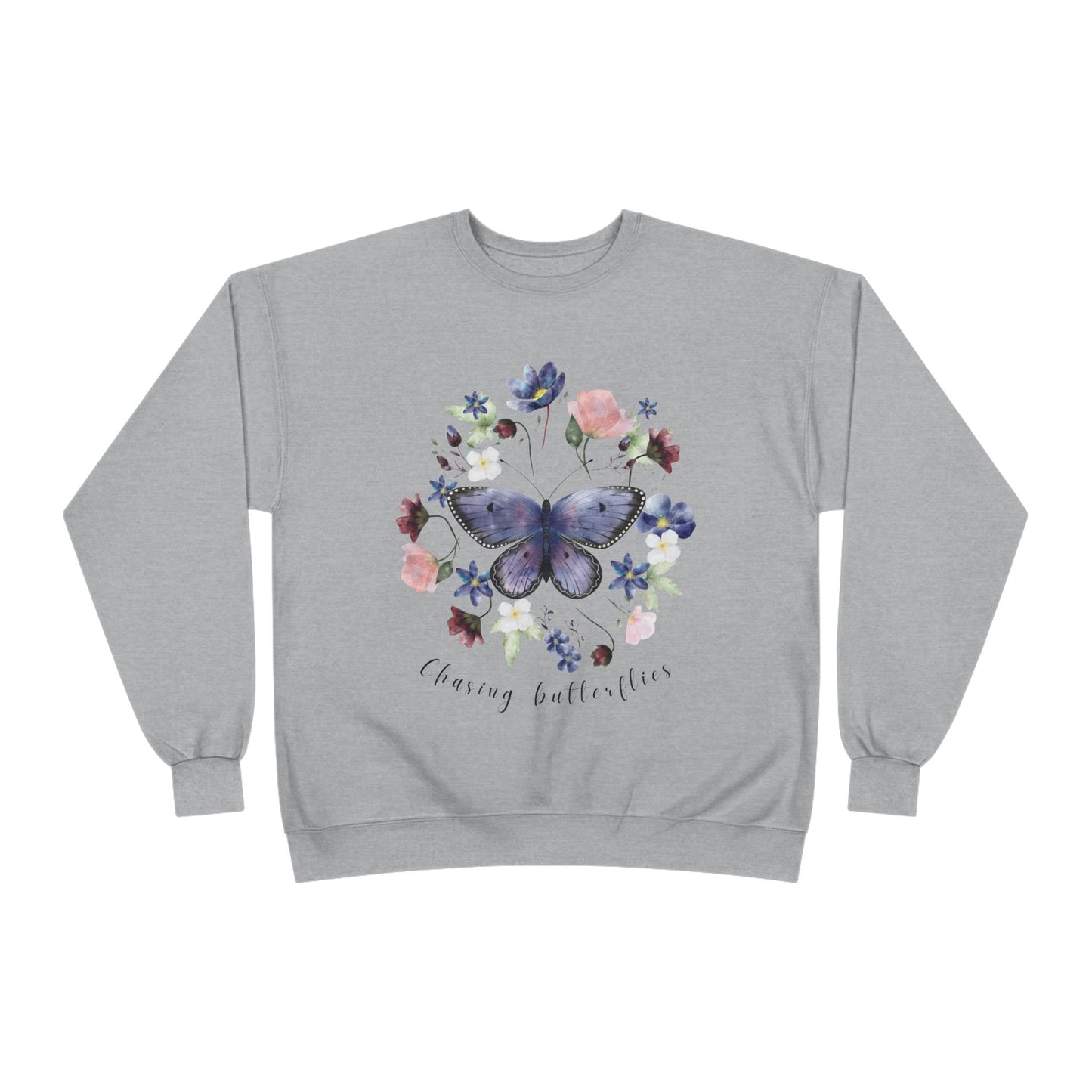 Chasing Butterflies: Watercolor Wildflower EcoSmart® Crewneck Sweatshirt - Wild Family Tribe