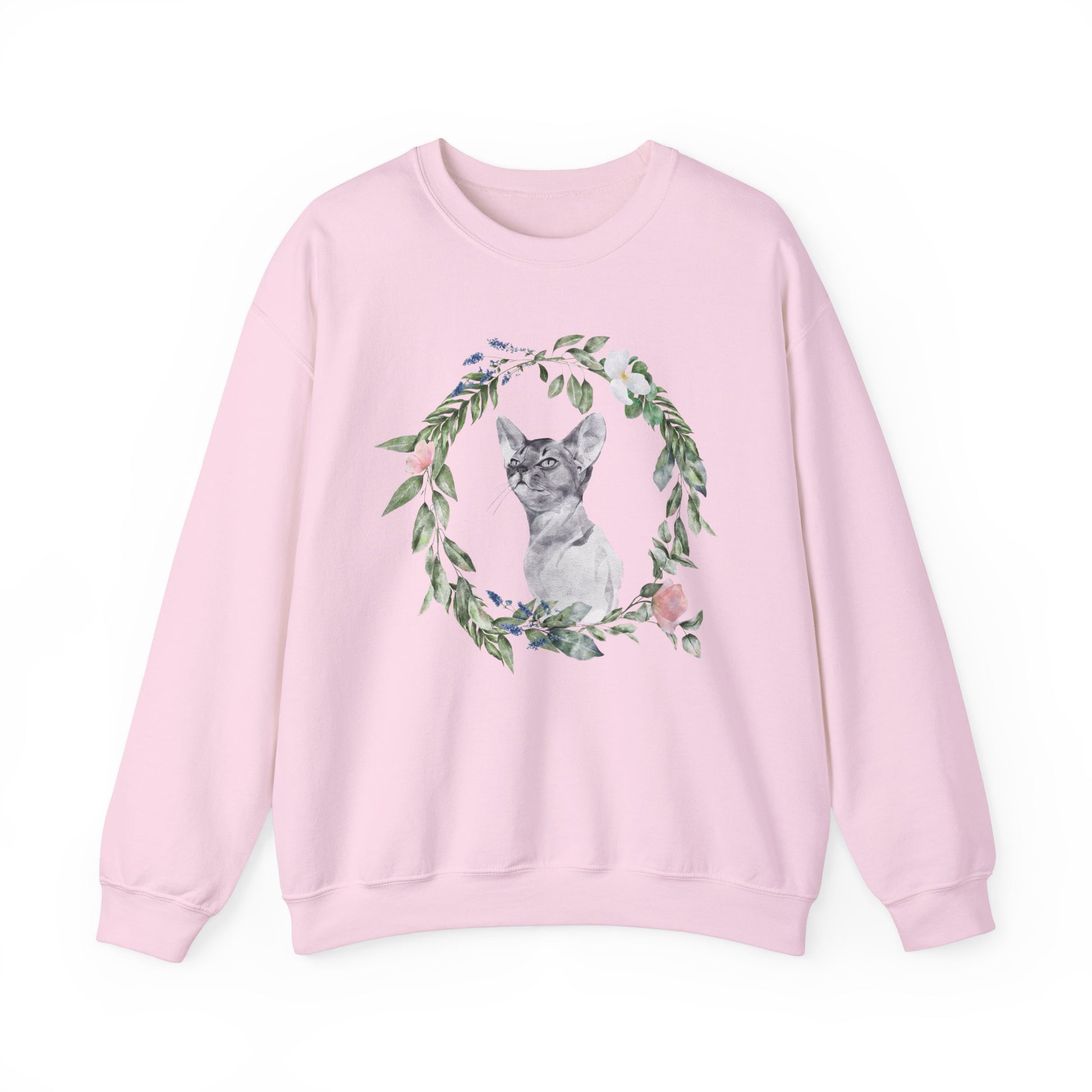 Watercolor Cat & Flowers Unisex Crewneck Sweatshirt - Purrfect for Spring - Wild Family Tribe