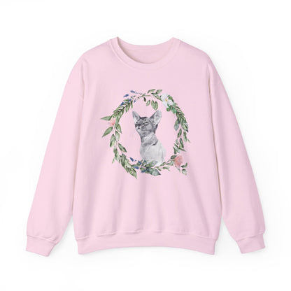 Watercolor Cat & Flowers Unisex Crewneck Sweatshirt - Purrfect for Spring - Wild Family Tribe