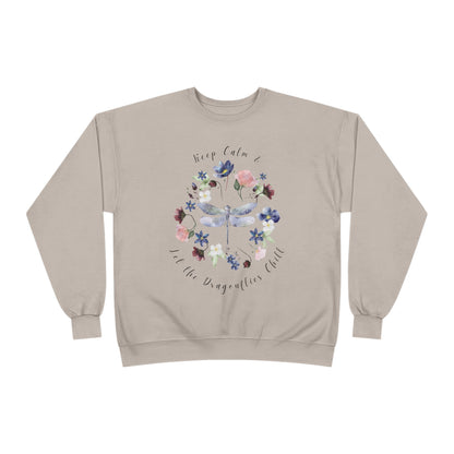 Keep Calm & Let Dragonflies Chill: Watercolor Wildflower EcoSmart® Crewneck Sweatshirt - Wild Family Tribe