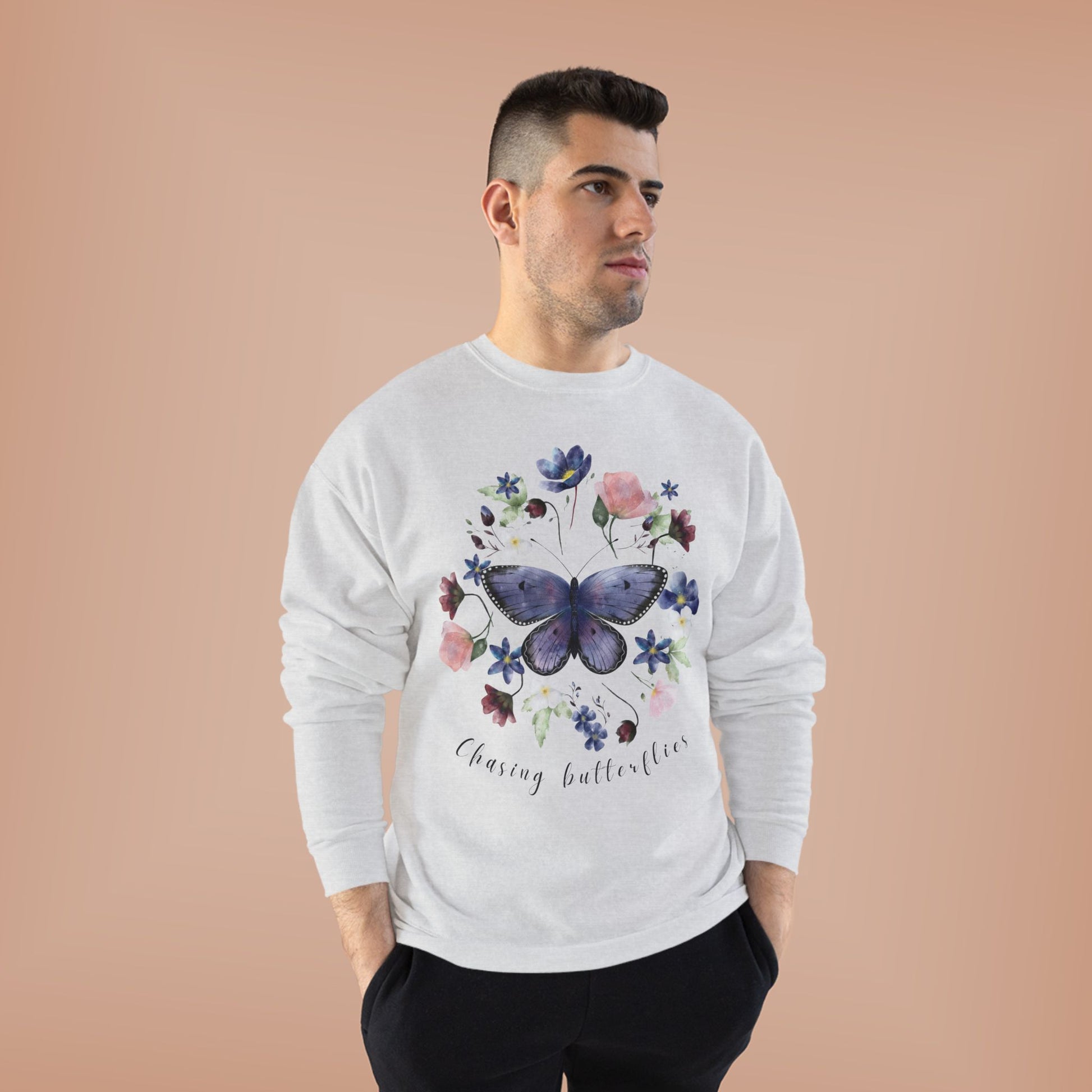 Chasing Butterflies: Watercolor Wildflower EcoSmart® Crewneck Sweatshirt - Wild Family Tribe