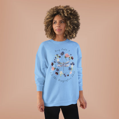 Keep Calm & Let Dragonflies Chill: Watercolor Wildflower EcoSmart® Crewneck Sweatshirt - Wild Family Tribe