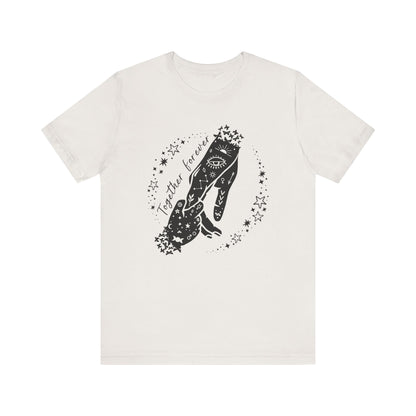 Flat lay of the "Together Forever" Mother's Day T-Shirt, highlighting the soft Airlume cotton fabric and classic crew neckline. 