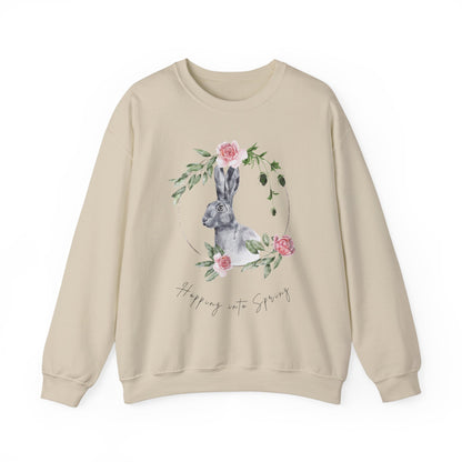 Hopping into Spring: Easter Bunny & Flowers Unisex Crewneck Sweatshirt - Wild Family Tribe