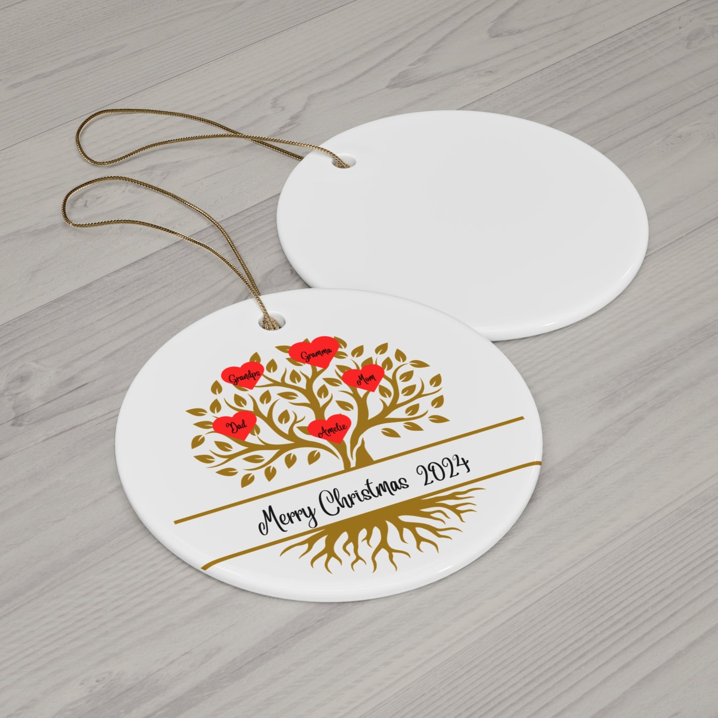 Personalized Family Tree Ceramic Ornament - Wild Family Tribe