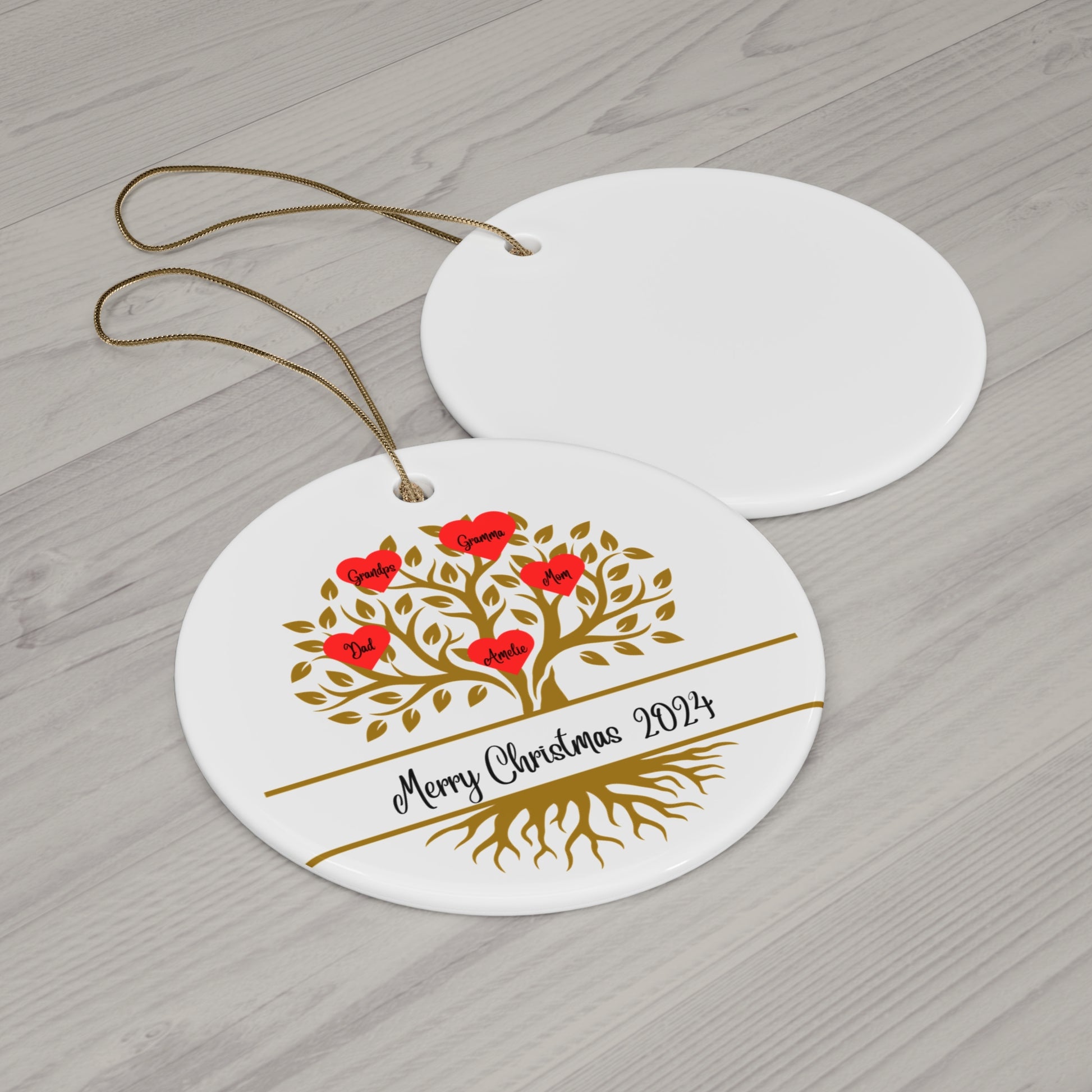 Personalized Family Tree Ceramic Ornament - Wild Family Tribe