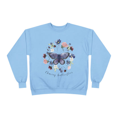 Chasing Butterflies: Watercolor Wildflower EcoSmart® Crewneck Sweatshirt - Wild Family Tribe
