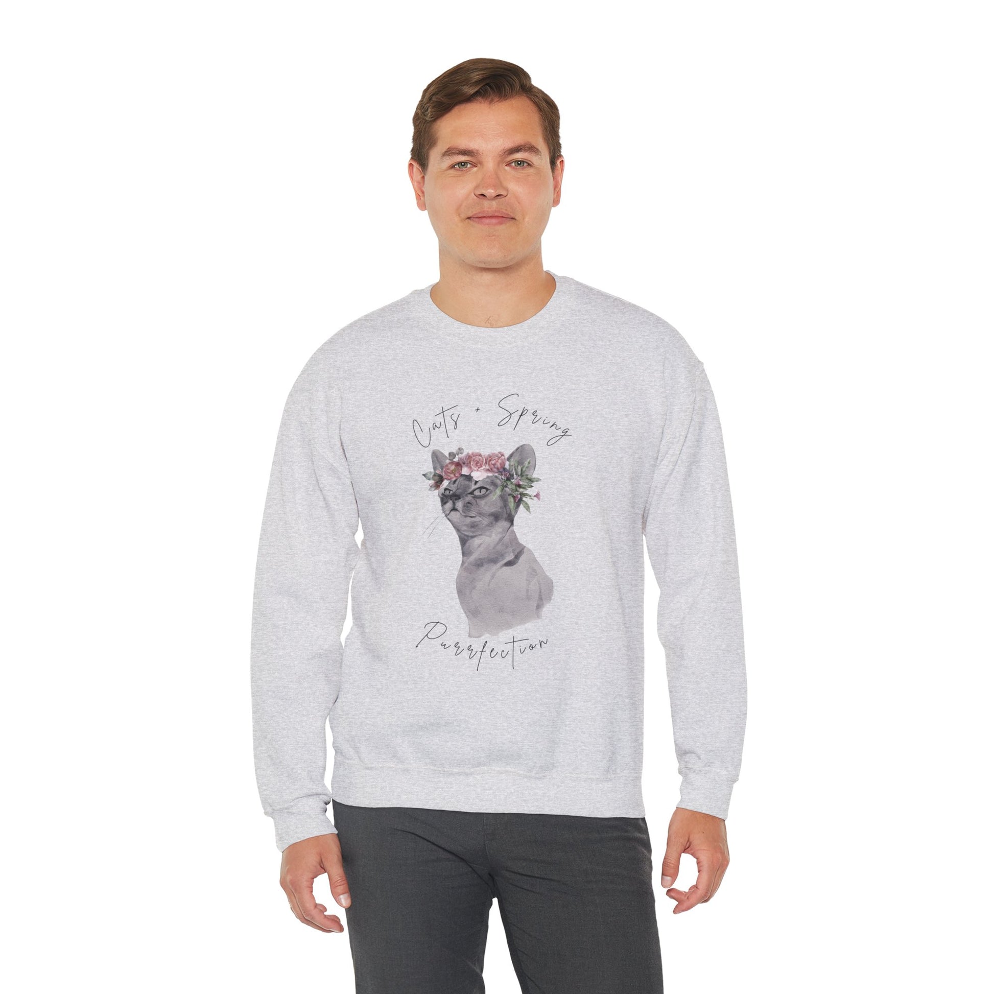 Cat + Spring Unisex Crewneck Sweatshirt - Purrfect for Spring - Wild Family Tribe