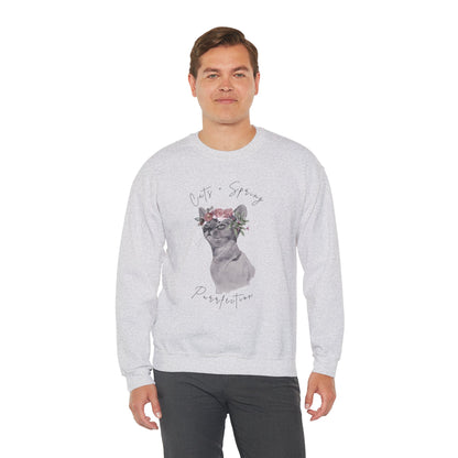 Cat + Spring Unisex Crewneck Sweatshirt - Purrfect for Spring - Wild Family Tribe