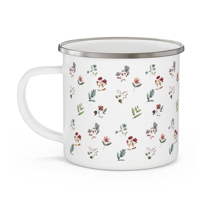 Enamel mug with a floral design