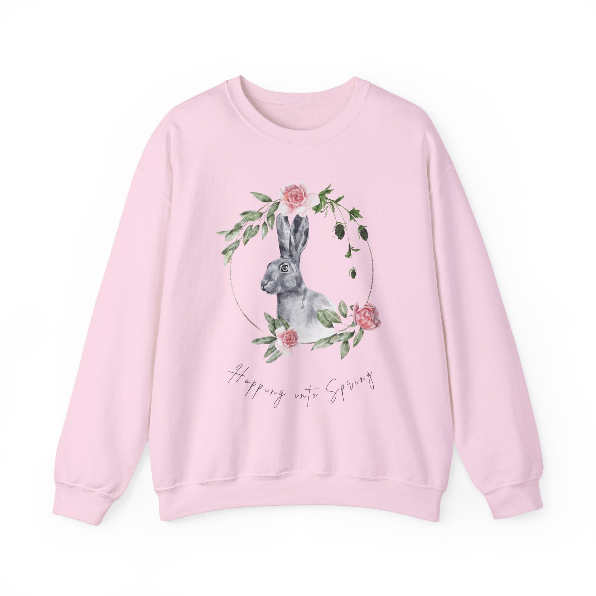 Hopping into Spring: Easter Bunny & Flowers Unisex Crewneck Sweatshirt - Wild Family Tribe