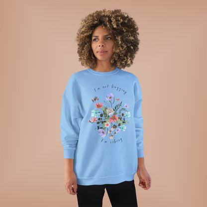 I'm Not Buzzing, I'm Vibing: Bee & Wildflower EcoSmart® Crewneck Sweatshirt - Wild Family Tribe