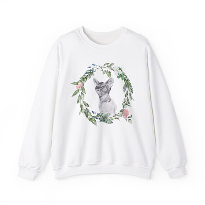Watercolor Cat & Flowers Unisex Crewneck Sweatshirt - Purrfect for Spring - Wild Family Tribe